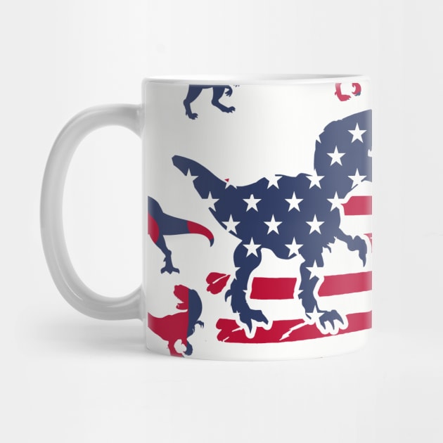 4th Of July Dinosaur Red White Blue T Rex USA American Flag by Studio Hues